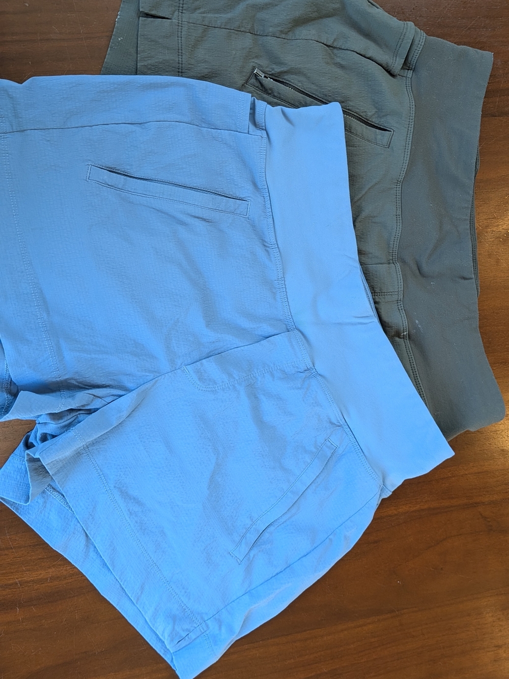 Athleta Women's Athletic Shorts in Light Blue and Charcoal Green (2)